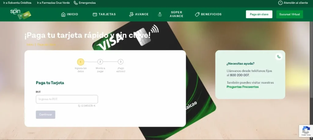 pagar sin clave tarjeta cruz verde