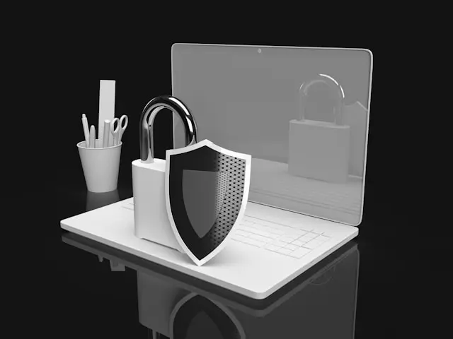 icono de seguridad y un candado en una laptop